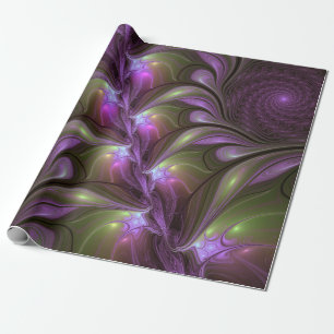 Papel De Regalo Arte fractal abstracto colorido violeta púrpura ca