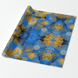 Papel De Regalo Arte fractal Círculos azules Girar Mandala Arte Pa