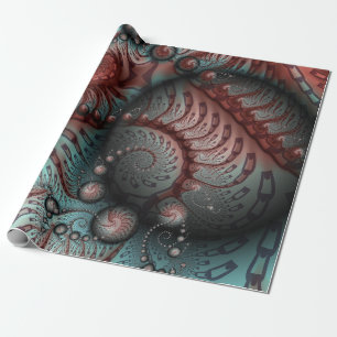 Papel De Regalo Arte fractal de fantasía vívida abstracta marrón a