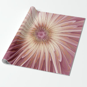 Papel De Regalo Arte fractal de flores abstractas y tonos de burgu