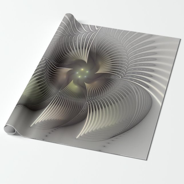 Papel De Regalo Arte fractal de forma 3D abstracto moderno (Desenrollado)