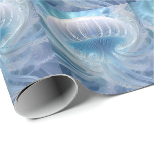 Papel De Regalo Arte Fractal Pastel Blue Jellyfish Debajo Del Mar,