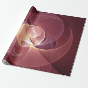 Papel De Regalo Arte fractal rojo de vino moderno elegante abstrac