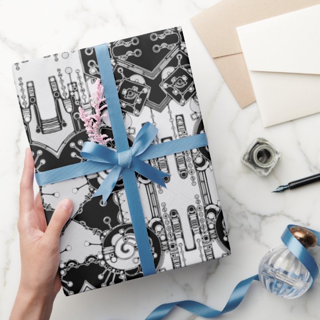 Papel De Regalo Arte Geométrico Blanco Y Negro 4 (Regalar)