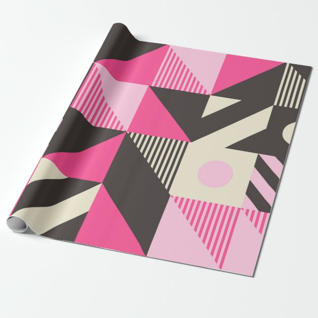 Papel De Regalo Arte geométrico simple con bloques audaces editabl (Desenrollado)