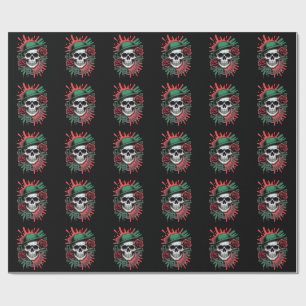 Papel De Regalo Arte gráfico atrevido: calavera con sombrero bowle
