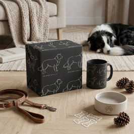 Papel De Regalo Arte gráfico de perro collie de frontera minimalis