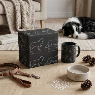 Papel De Regalo Arte gráfico de perro collie de frontera minimalis