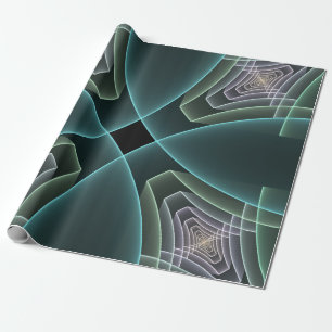 Papel De Regalo Arte gráfico geométrico fractal teal moderno