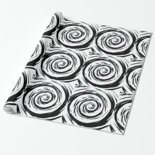 Papel De Regalo Arte hipnótico blanco y negro del remolino