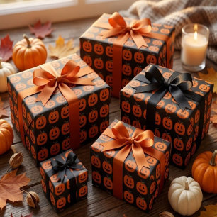 Papel De Regalo Arte Ilustrativo de Jack O Lantern Feliz Halloween