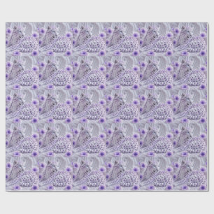 Papel De Regalo Arte majestuoso de leopardo enjoyado de púrpura re