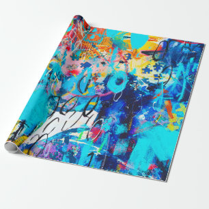 Papel De Regalo  Arte mediático mixto multicolor dibujado a mano c