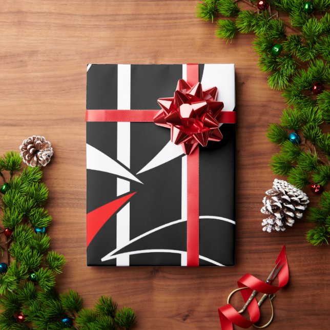 Papel De Regalo Arte moderno negro, blanco y rojo (Regalo de vacaciones)