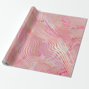 Papel De Regalo Arte moderno Oro rosado rayas curvadas Mármol