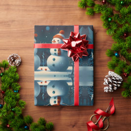 Papel De Regalo Arte Navideño del Muñeco de Nieve Caprichoso