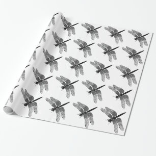 Papel De Regalo Arte negro de la naturaleza de la libélula del