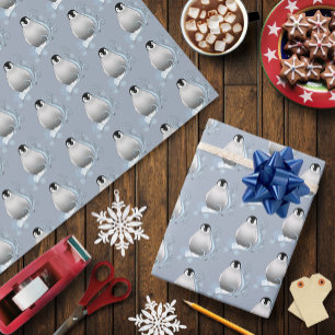 Papel De Regalo Arte Nouveau de Pingüino de Invierno Caprichoso Co