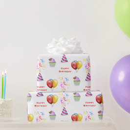 Papel De Regalo Arte o regalo divertido con patrón de cumpleaños