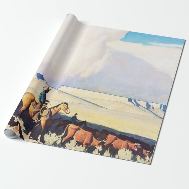 Papel De Regalo Arte occidental de “Open Range” de Maynard Dixon (Desenrollado)