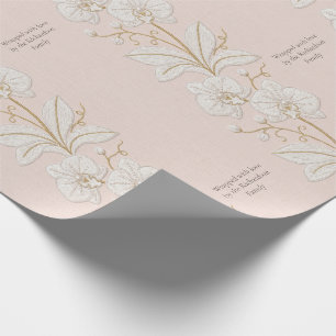 Papel De Regalo Arte Pintado con Hilo Orquídea Marfil Personaliz