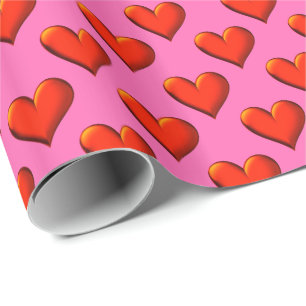 Papel De Regalo Arte pop: Corazones sombreados con aspecto metálic