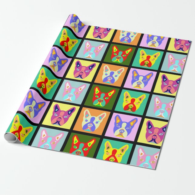 Papel De Regalo Arte pop de Boston Terrier (Desenrollado)