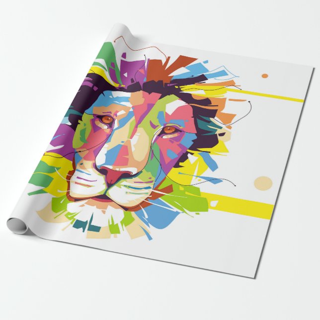 Papel De Regalo Arte pop de león (Desenrollado)