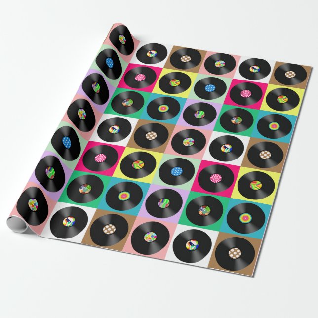 Papel De Regalo Arte pop del disco de vinilo retro (Desenrollado)