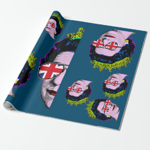 Papel De Regalo Arte pop Moderno HM Reina con gafas de Union Jack 