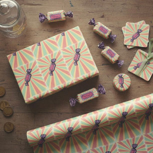 Papel De Regalo Arte Pop Vintage de Caramelos Envuelitos