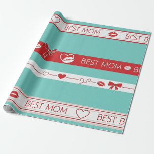 Papel De Regalo Arte Pop Vintage Mejor Mamá Patrón de Amor