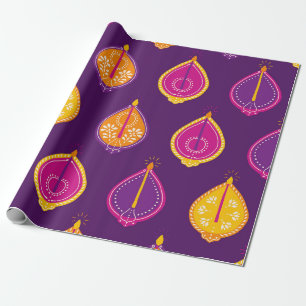 Papel De Regalo Arte popular de Diya india festivo de Diwali
