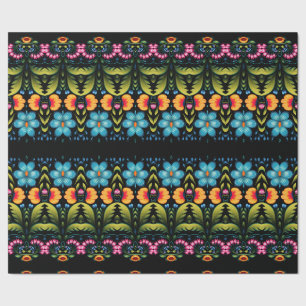 Papel De Regalo Arte Popular Floral Moderno