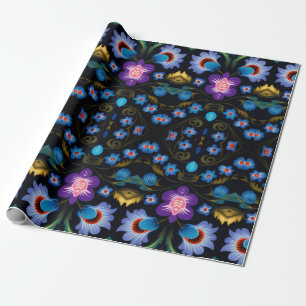 Papel De Regalo Arte popular floral moderno
