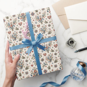 Papel De Regalo Arte popular Rosemaling nórdico