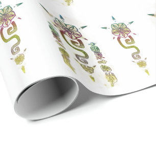 Papel De Regalo Arte popular tribal ruso AZTEC