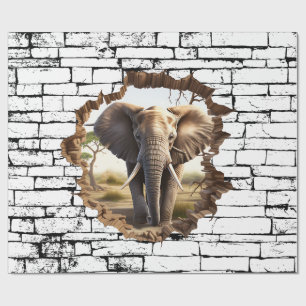 Papel De Regalo Arte por ruptura de pared de elefante 3D - Safari 