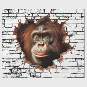 Papel De Regalo Arte por ruptura de pared de Orangután en 3D - Saf