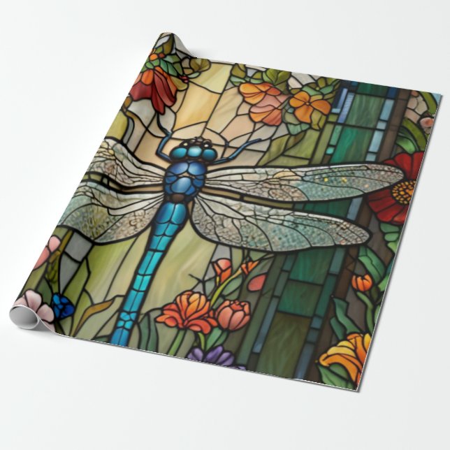 Papel De Regalo Arte retro novedad libélula moda boho (Desenrollado)