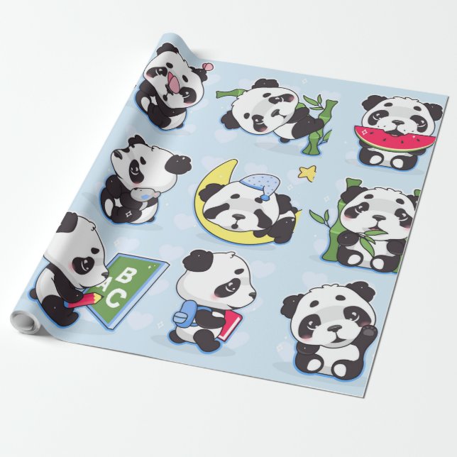 Papel De Regalo Arte y objetos colectivos kawaii, impresiones digi (Desenrollado)