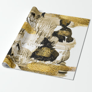 Papel De Regalo Arte y oro. Color de moda con pintura dorada y s
