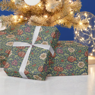 Papel De Regalo Artes y Oficios Floral Granada Azul Marinería