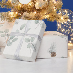 Papel De Regalo Artesanal Botánico de Invierno Navidad Elegante