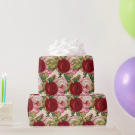 Papel De Regalo Artesanía de decoupage de rosas rojas y rosadas o