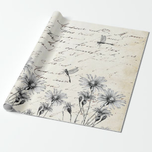 Papel De Regalo Artesanía de descontaminación con flores silvest