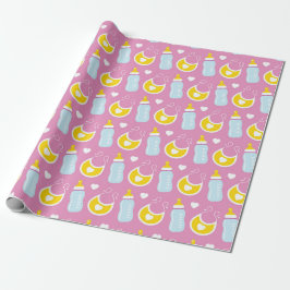 PAPEL DE REGALO ARTÍCULOS DE NIÑA ROSA BLANCO AMARILLO LINDO