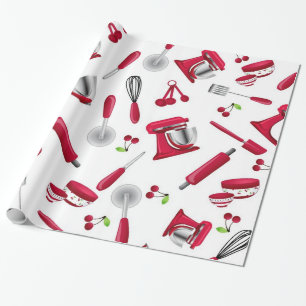 Papel De Regalo Artilugio rojo retro de la cocina