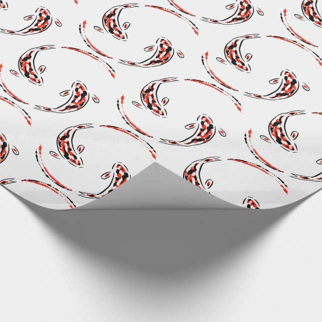 Papel De Regalo Artista de pescado Koi japonés negro y rojo (Esquina)