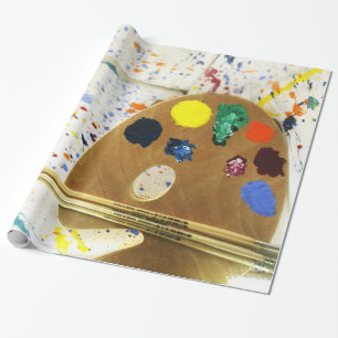Papel De Regalo Artistas Pintando Plata Y Paleta